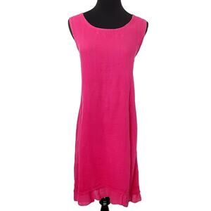 Allegra Masetti Firenze 100% Linen Shift Dress Hot Pink Sleeveless Women M Beach
